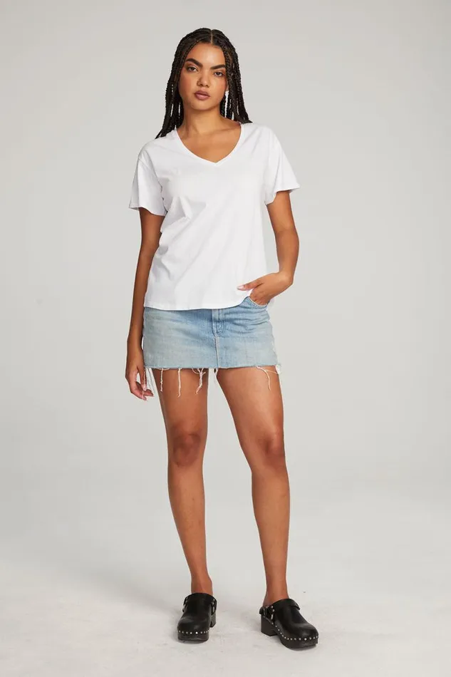 Womens Chaser Brand Tops Everyday Essential White Vneck Tee