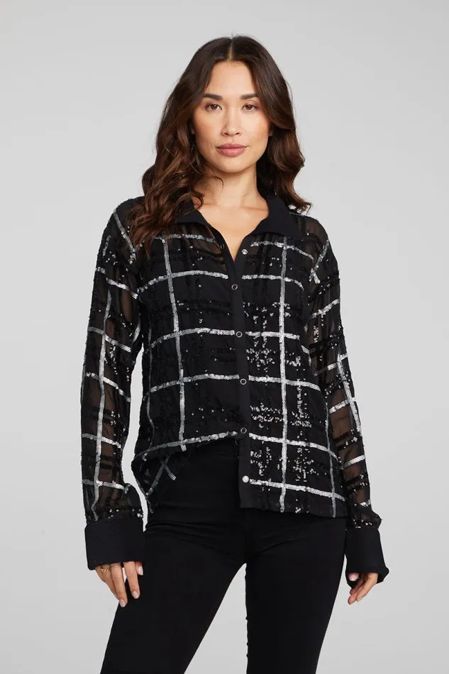 Womens Chaser Brand Tops Evory Fairfax Plaid Button Down