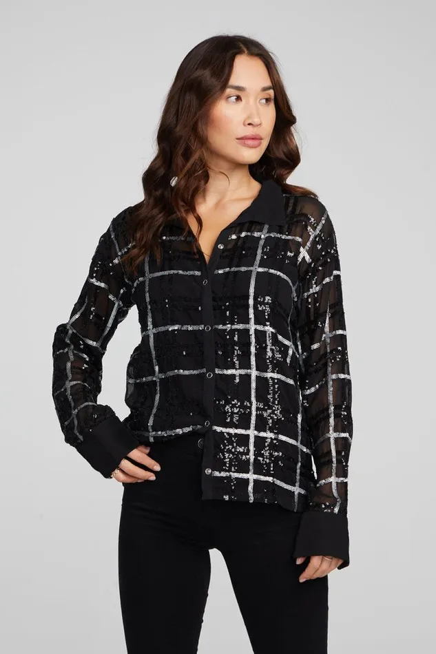 Womens Chaser Brand Tops Evory Fairfax Plaid Button Down