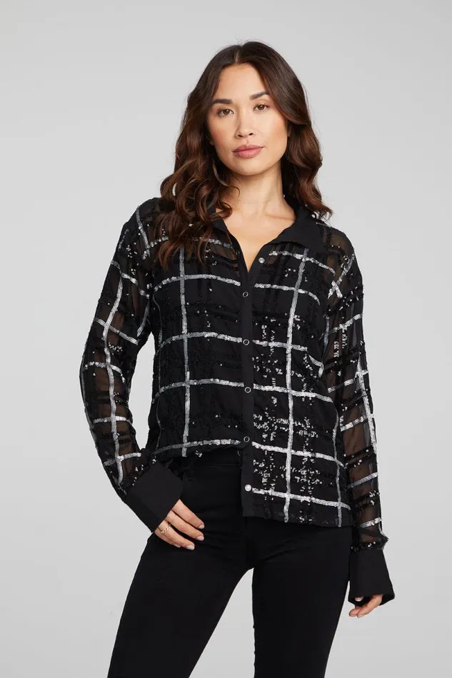 Womens Chaser Brand Tops Evory Fairfax Plaid Button Down