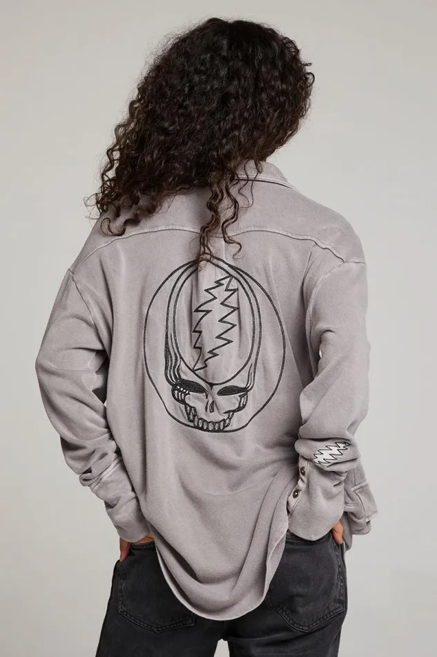 Womens Chaser Brand Tops Grateful Dead Tour Shirt Long Sleeve Button Down