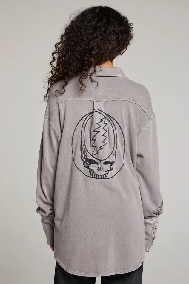 Womens Chaser Brand Tops Grateful Dead Tour Shirt Long Sleeve Button Down