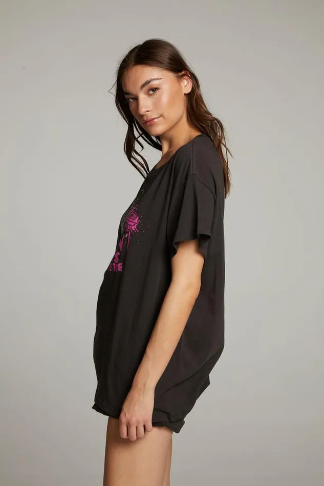 Womens Chaser Brand Tops Gun N039 Roses Studded Skull Tee
