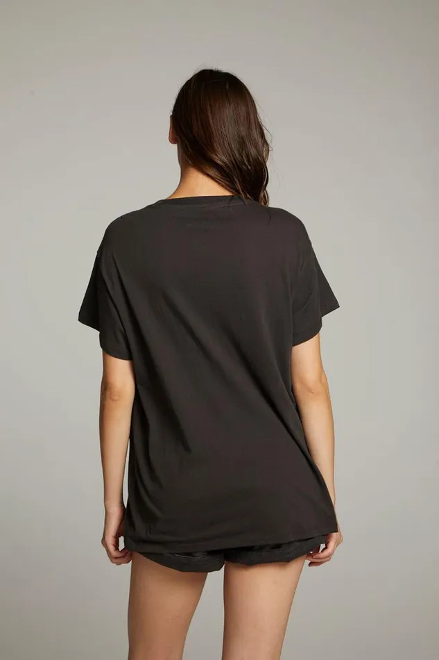 Womens Chaser Brand Tops Gun N039 Roses Studded Skull Tee