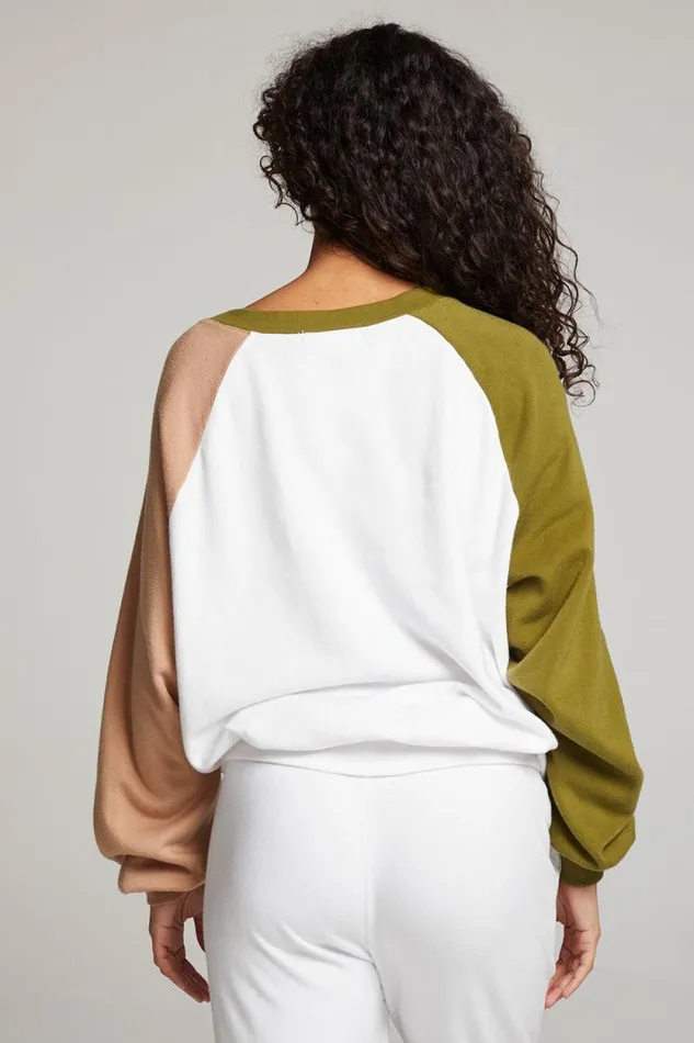 Womens Chaser Brand Tops Hannah Sand Color Block V Neck Pullover