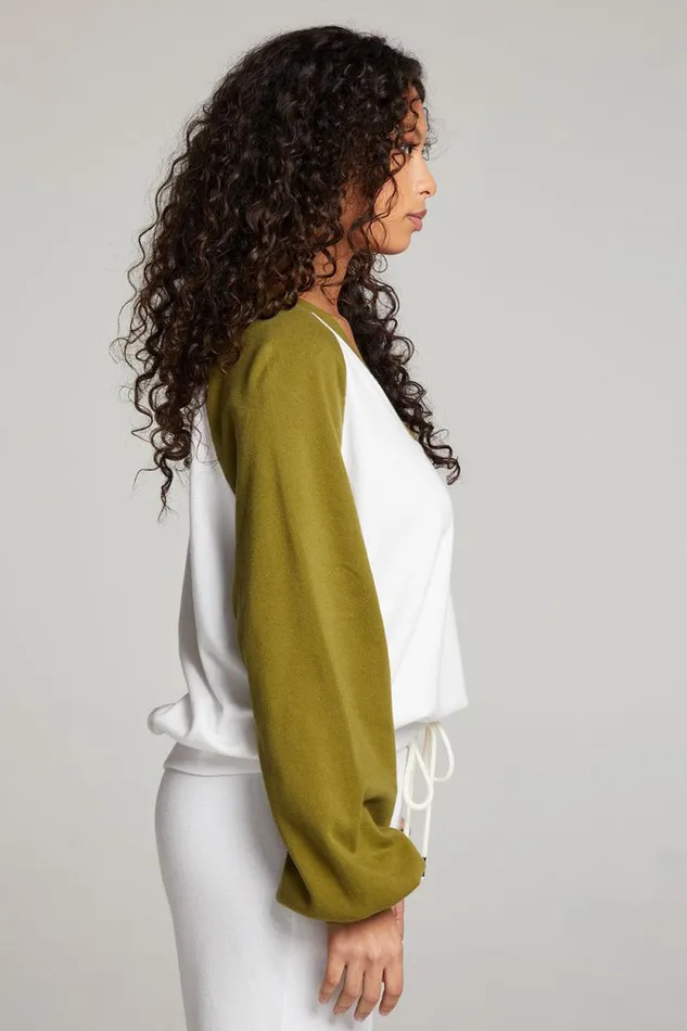 Womens Chaser Brand Tops Hannah Sand Color Block V Neck Pullover