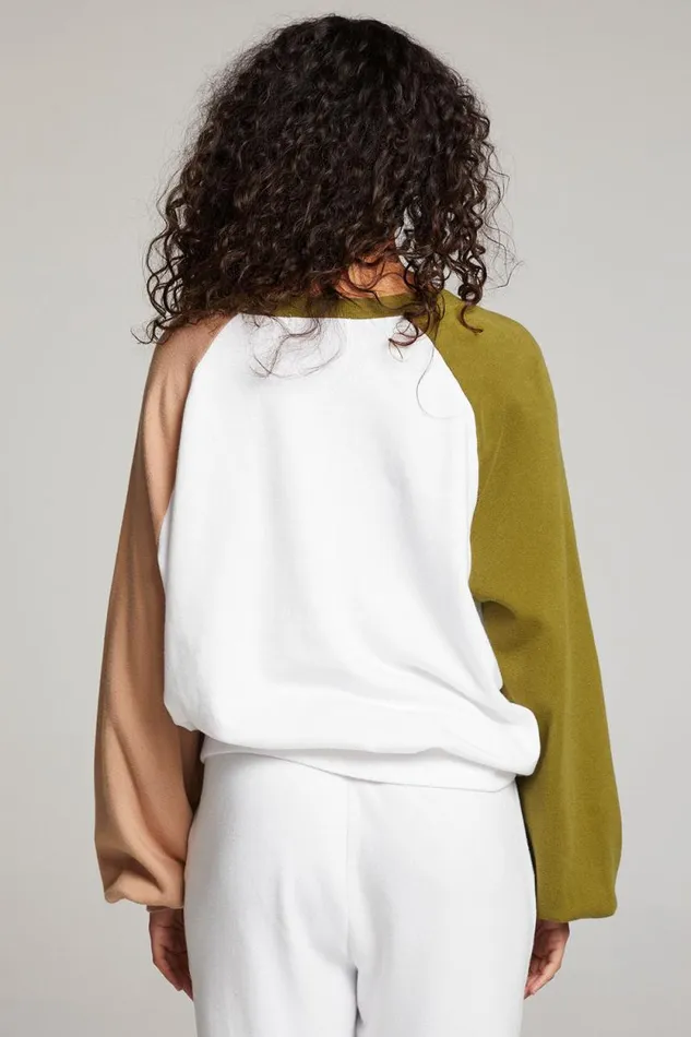 Womens Chaser Brand Tops Hannah Sand Color Block V Neck Pullover