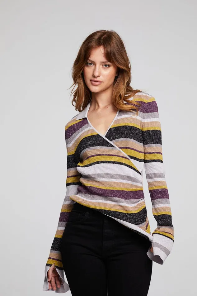 Womens Chaser Brand Tops Harper Haight Street Stripe Long Sleeve