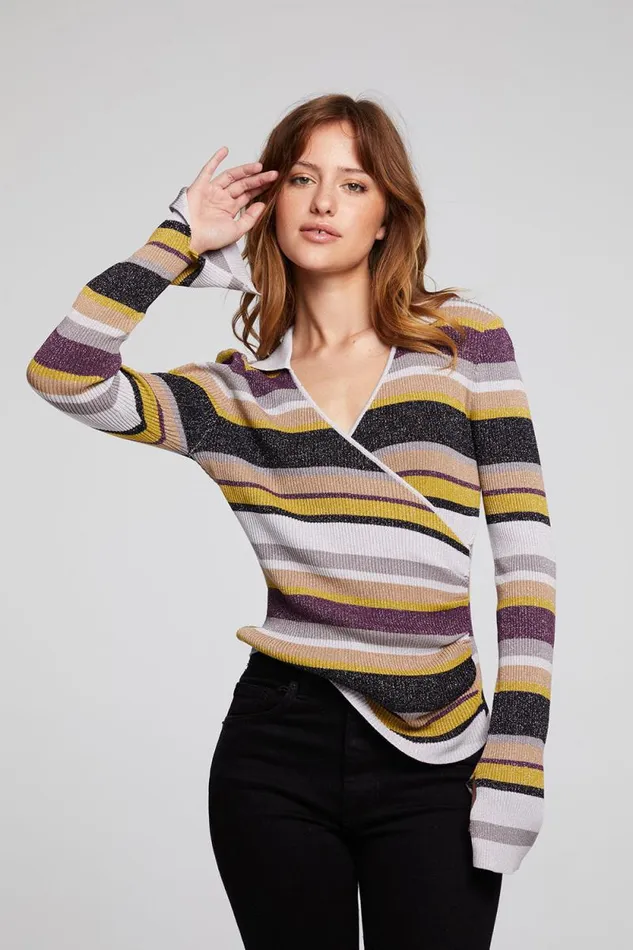 Womens Chaser Brand Tops Harper Haight Street Stripe Long Sleeve
