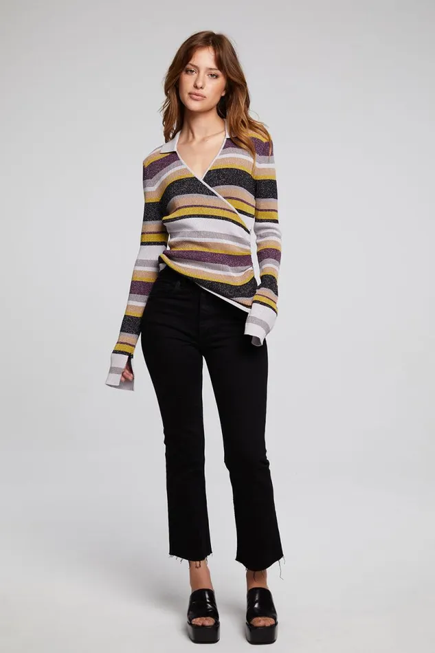 Womens Chaser Brand Tops Harper Haight Street Stripe Long Sleeve