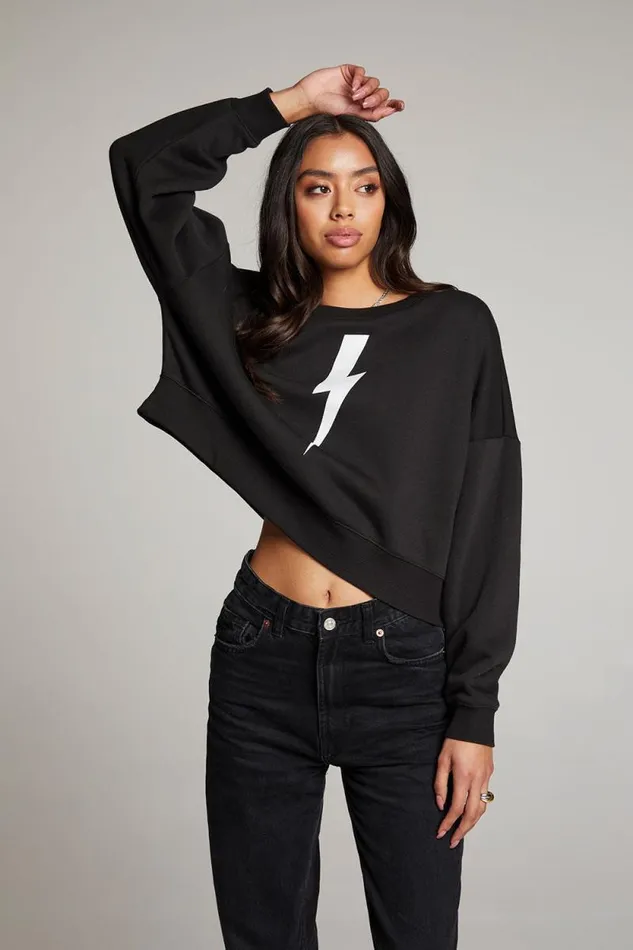 Womens Chaser Brand Tops Lightning Bolt