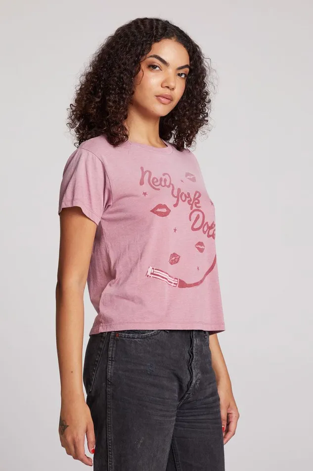 Womens Chaser Brand Tops New York Dolls Script Logo Crewneck Tee