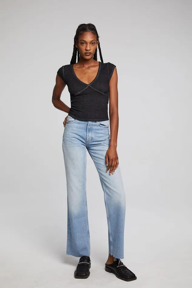 Womens Chaser Brand Tops Page Licorice Tee