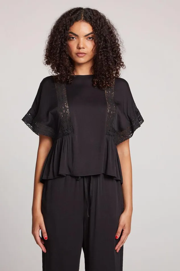 Womens Chaser Brand Tops Petal Licorice Short Sleeve