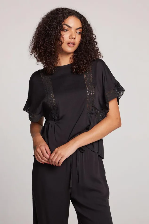 Womens Chaser Brand Tops Petal Licorice Short Sleeve