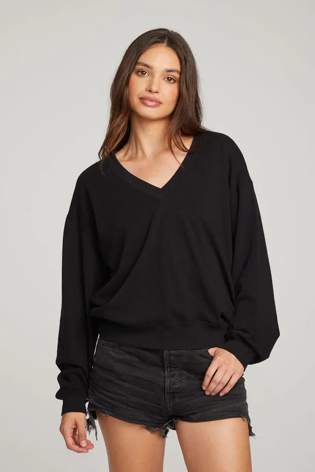 Womens Chaser Brand Tops Poppy Black Pullover