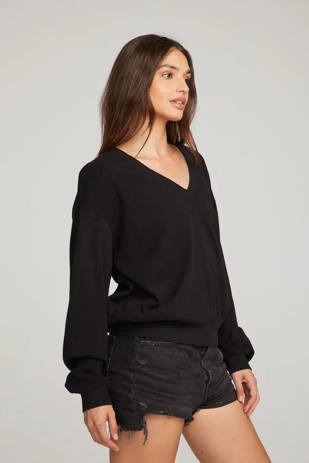 Womens Chaser Brand Tops Poppy Black Pullover