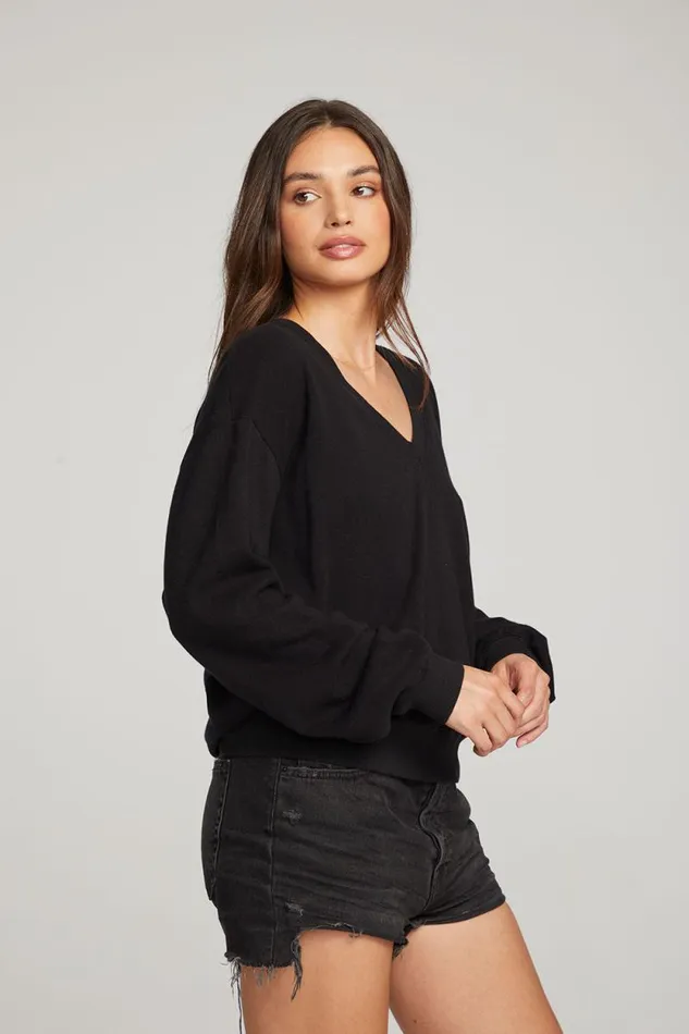 Womens Chaser Brand Tops Poppy Black Pullover