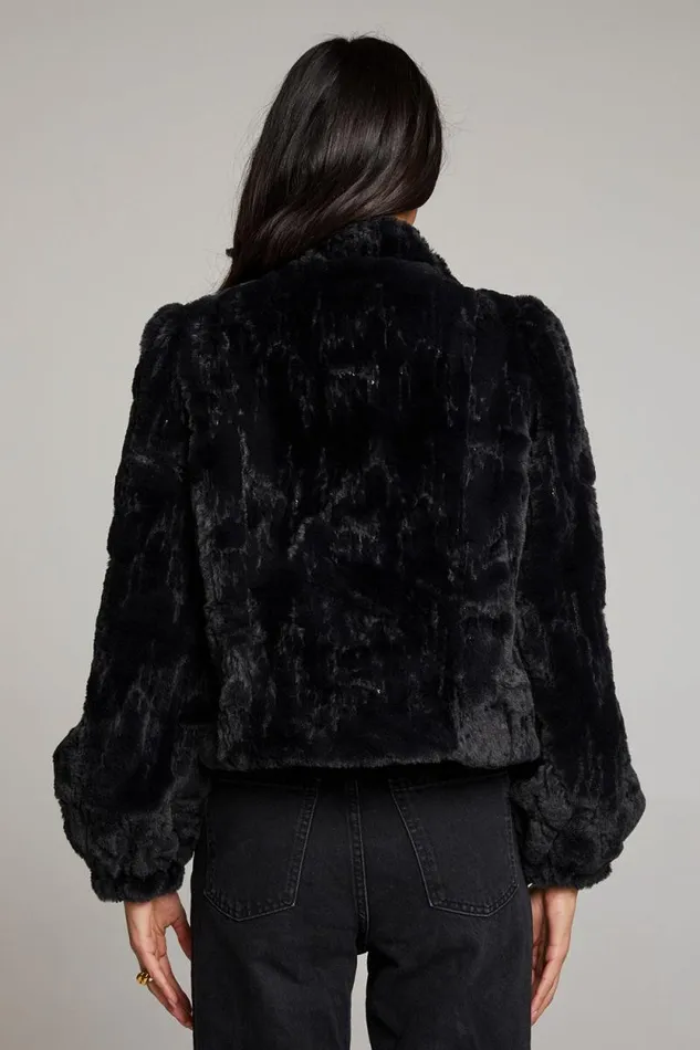 Womens Chaser Brand Tops Puff Sleeve Licorice Jacket