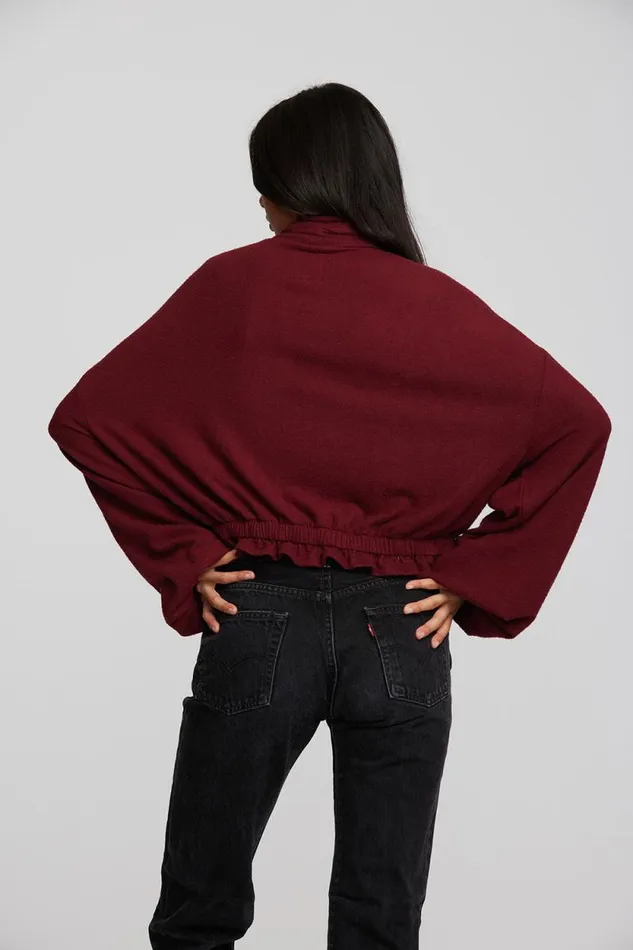 Womens Chaser Brand Tops Recycled Bliss Knit Cropped Pullover With Elastic Waist and Sleeve