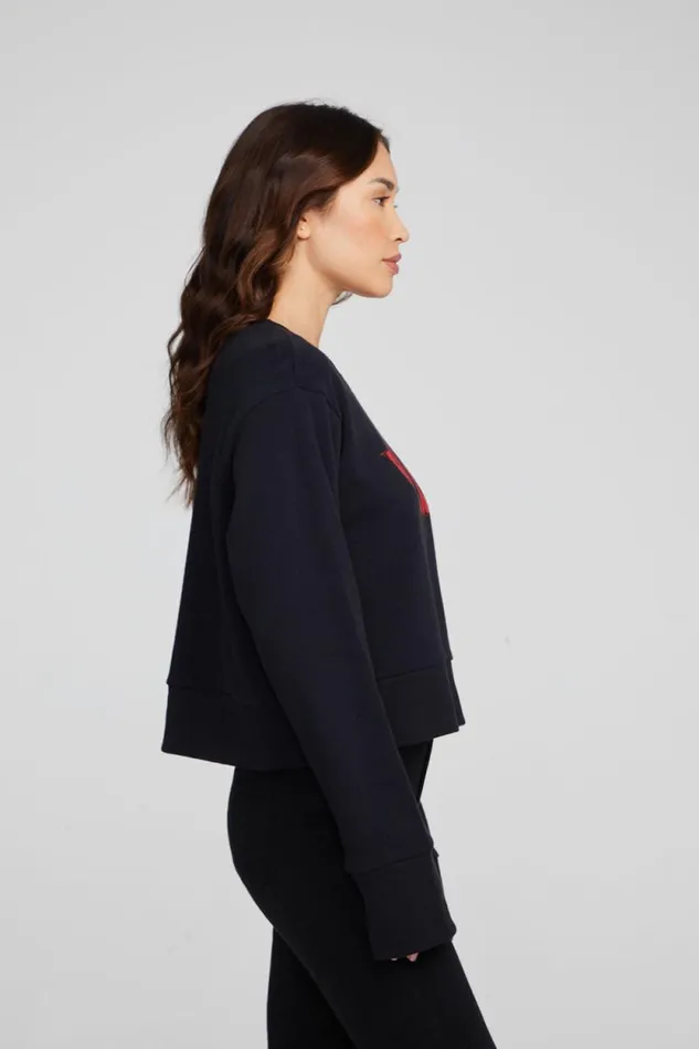 Womens Chaser Brand Tops Rock039n039Roll Lips Long Sleeve