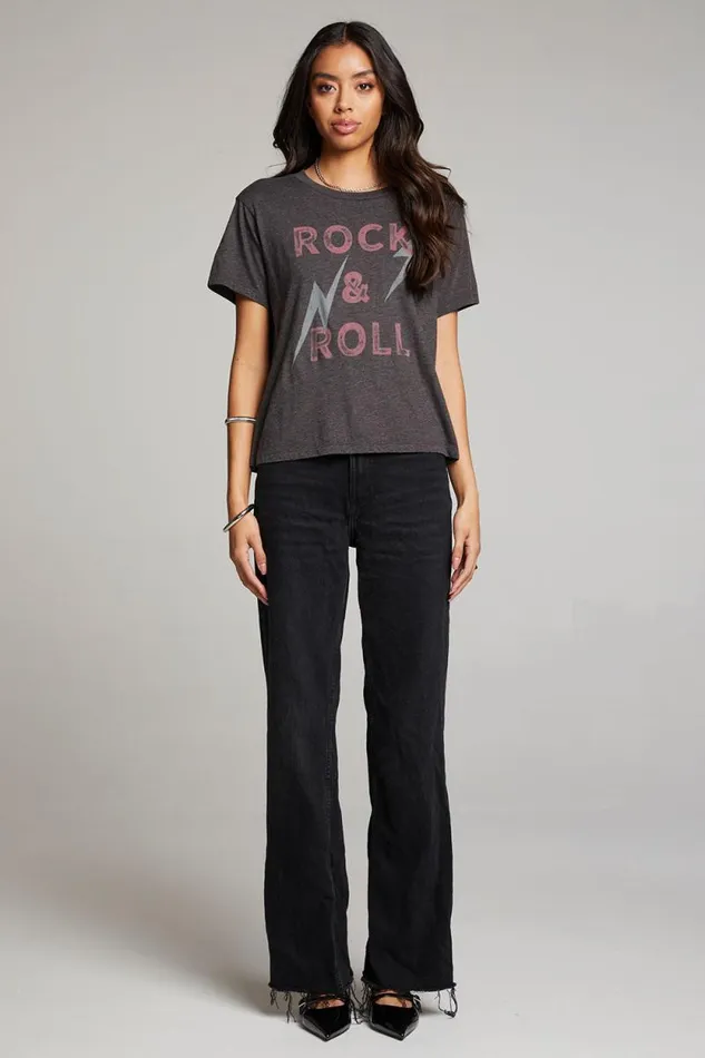 Womens Chaser Brand Tops Rock and Roll Forever Crewneck Tee
