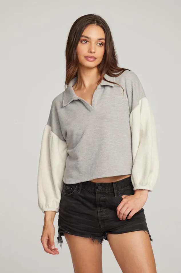 Womens Chaser Brand Tops Saratoga Heather Grey Pullover