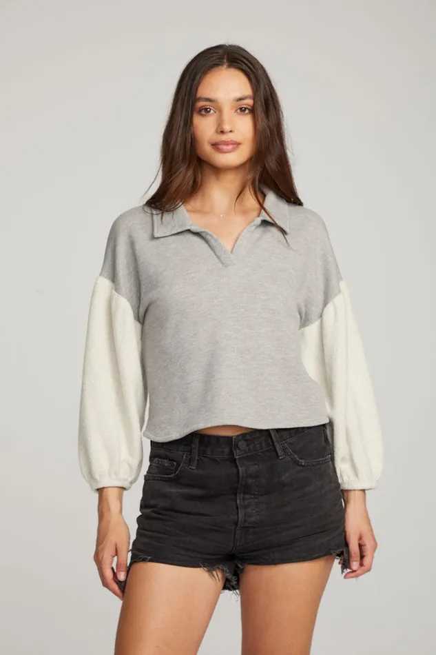 Womens Chaser Brand Tops Saratoga Heather Grey Pullover