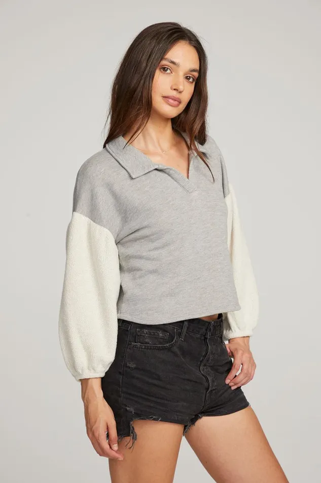 Womens Chaser Brand Tops Saratoga Heather Grey Pullover