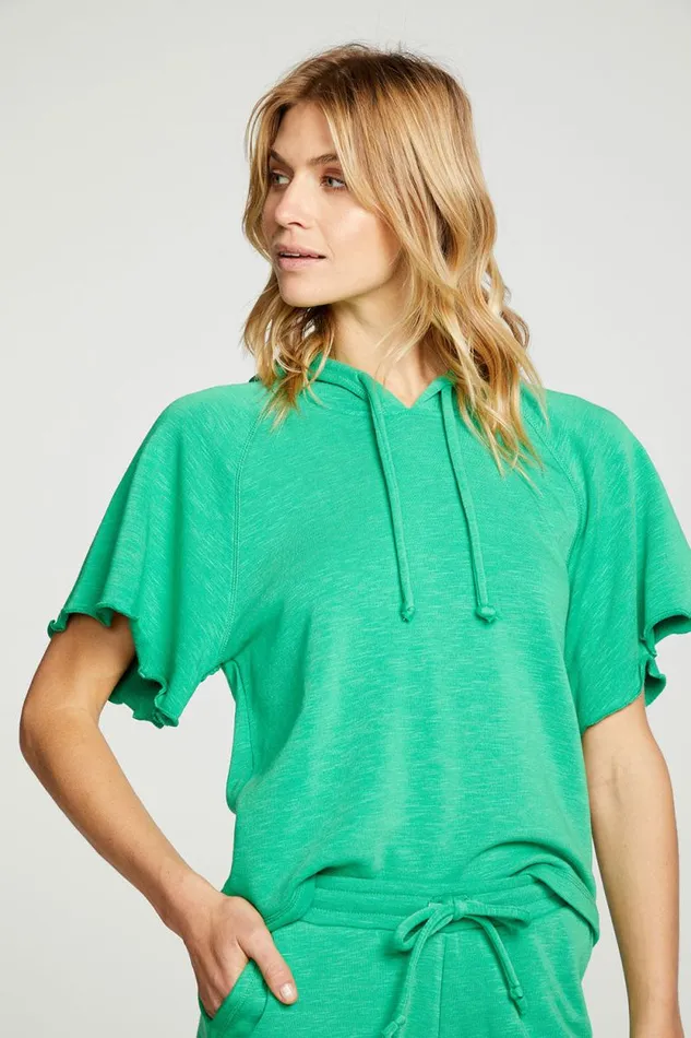 Womens Chaser Brand Tops Slub French Terry Angel Sleeve Raglan Pullover Hoodie
