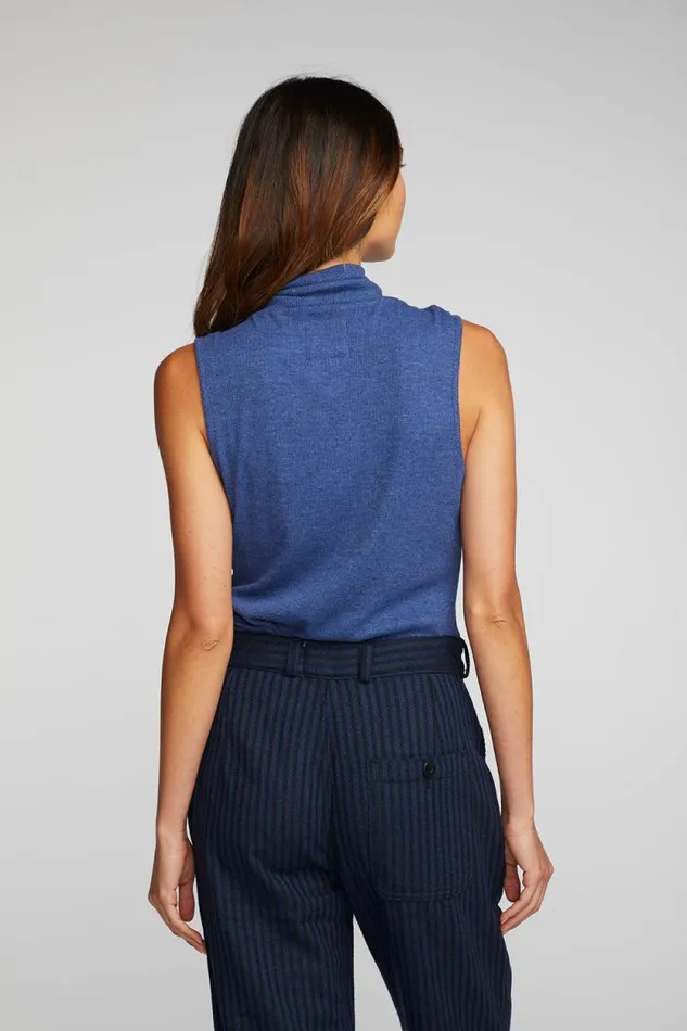 Womens Chaser Brand Tops Triblend Rib Knit Button Down Tank