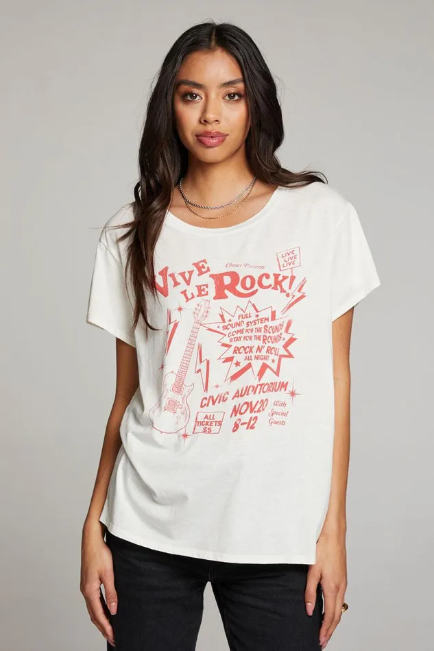 Womens Chaser Brand Tops Vive Le Rock Tee