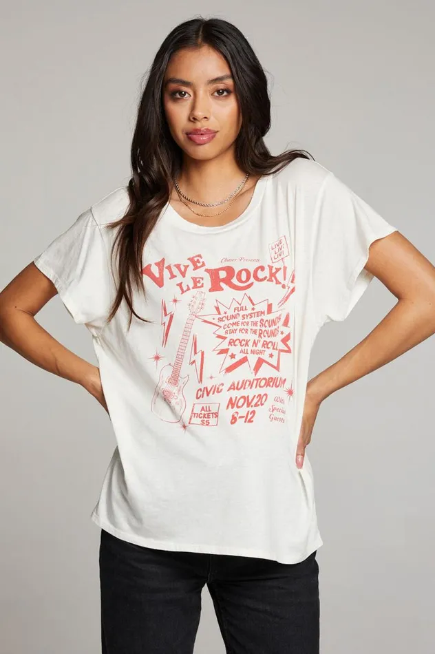 Womens Chaser Brand Tops Vive Le Rock Tee