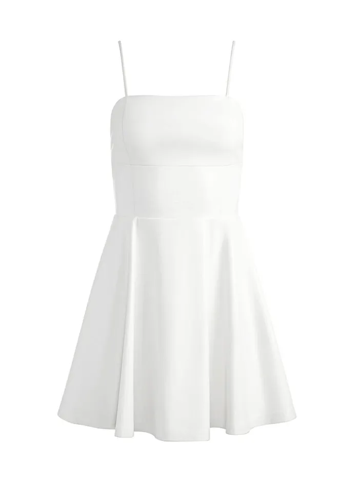 Womens Dresses Alice Olivia Autumn Vegan Leather Fit Flare Dress Off White