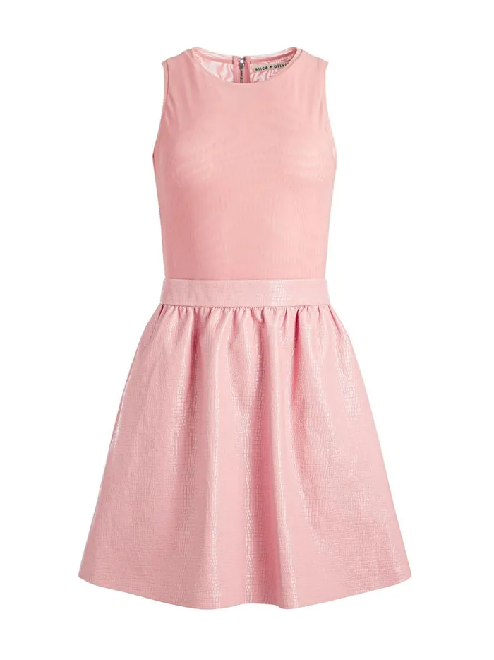 Womens Dresses Alice Olivia Chara Vegan Leather Croc Mini Dress Rose