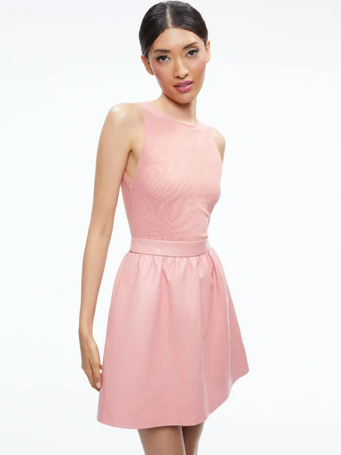 Womens Dresses Alice Olivia Chara Vegan Leather Croc Mini Dress Rose