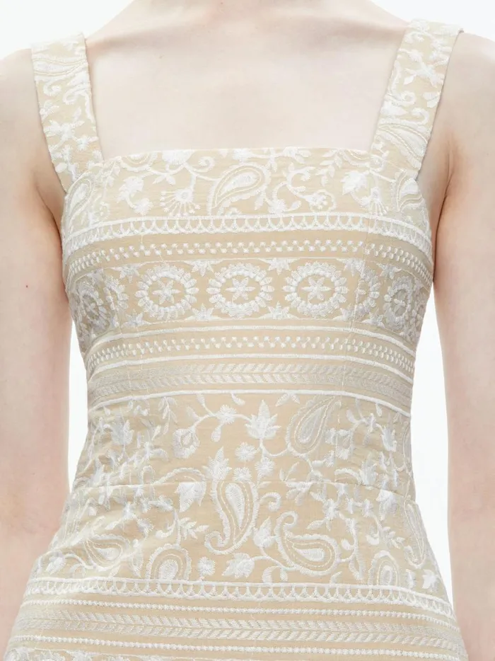 Womens Dresses Alice Olivia Kaidra Square Neck Drop Waist Mini Dress Naturalwhite