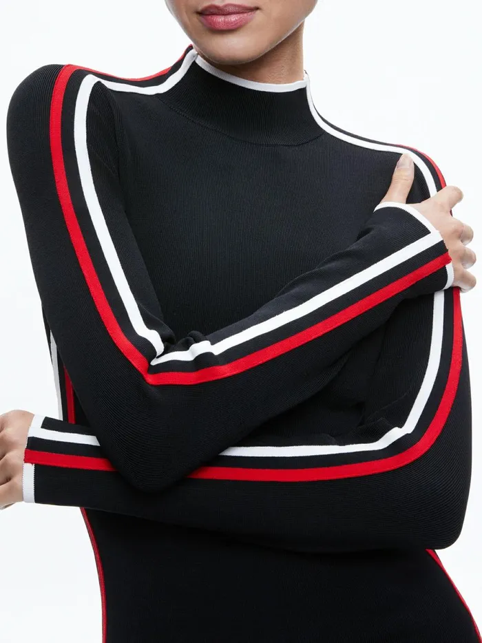 Womens Dresses Alice Olivia Toya Turtleneck Dress Blackperfect Ruby
