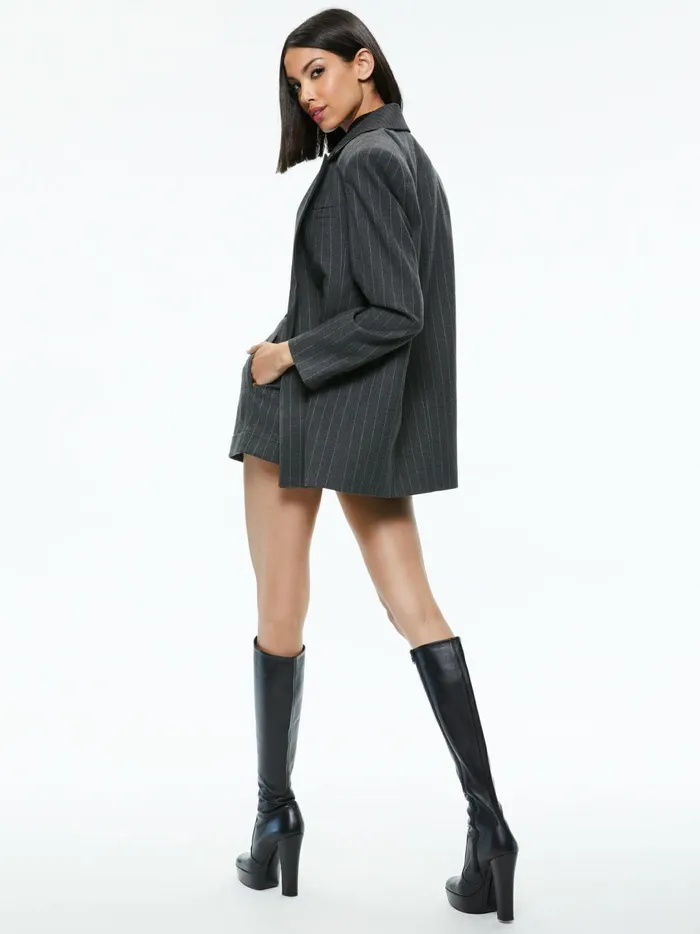 Womens Jackets Coats Alice Olivia Colley Notch Collar Blazer Greycharcoal Pinstripe