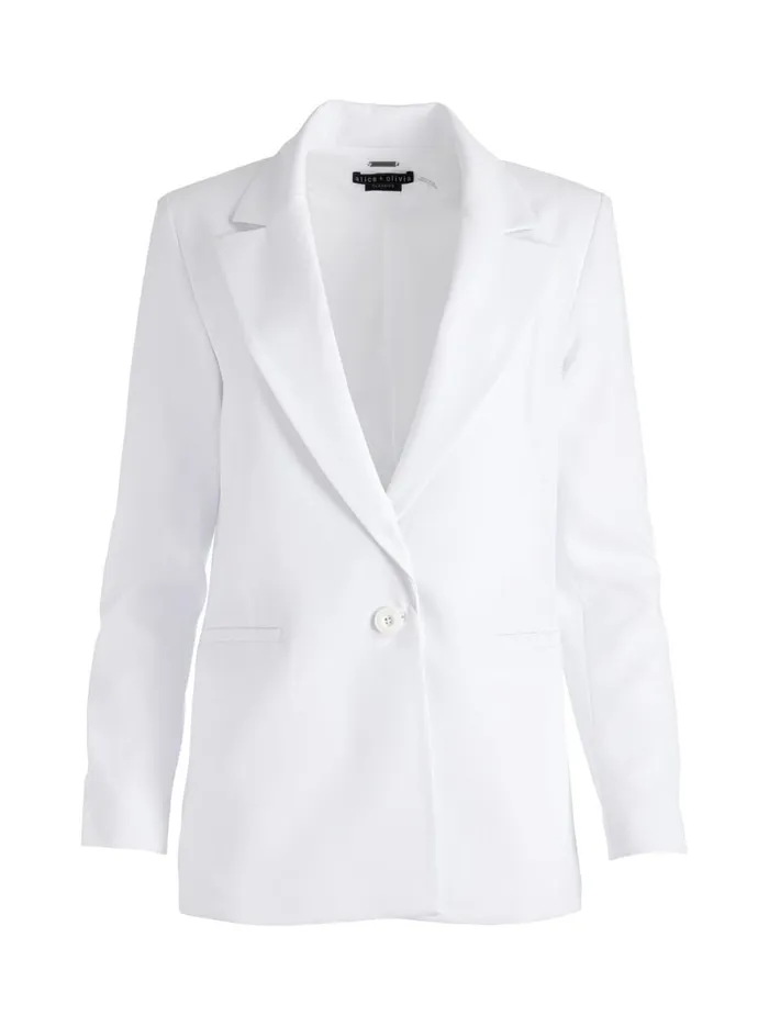 Womens Jackets Coats Alice Olivia Denny Notch Collar Boyfriend Blazer White