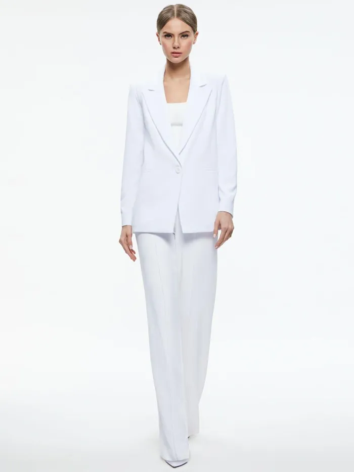 Womens Jackets Coats Alice Olivia Denny Notch Collar Boyfriend Blazer White