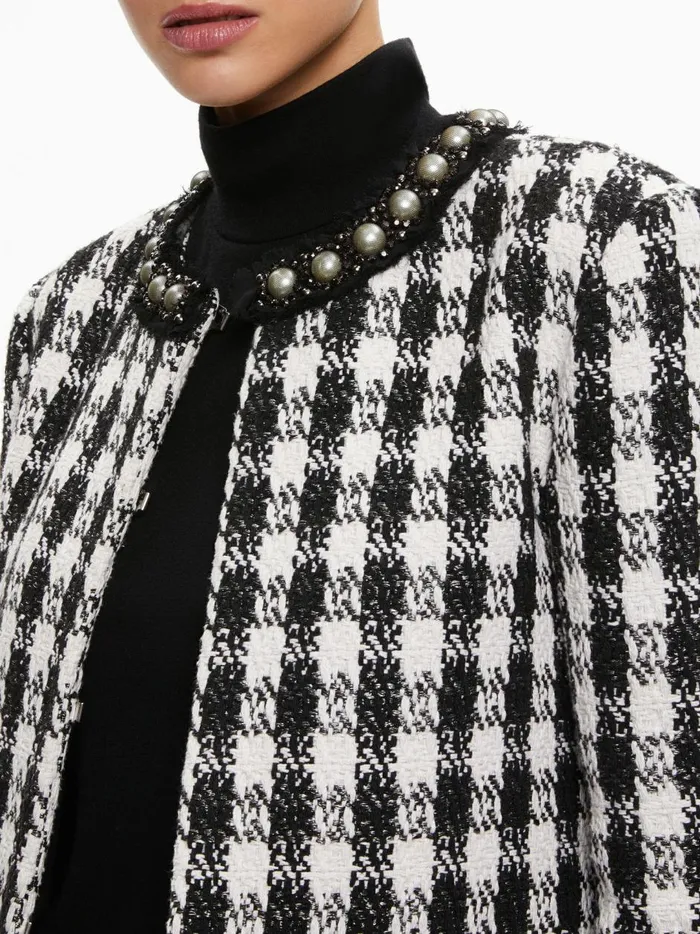 Womens Jackets Coats Alice Olivia Deon TwoFer Tweed Jacket Blackwhite