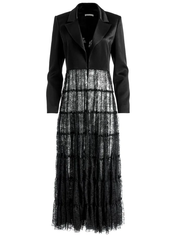 Womens Jackets Coats Alice Olivia Everly Drama Lace Maxi Blazer Black