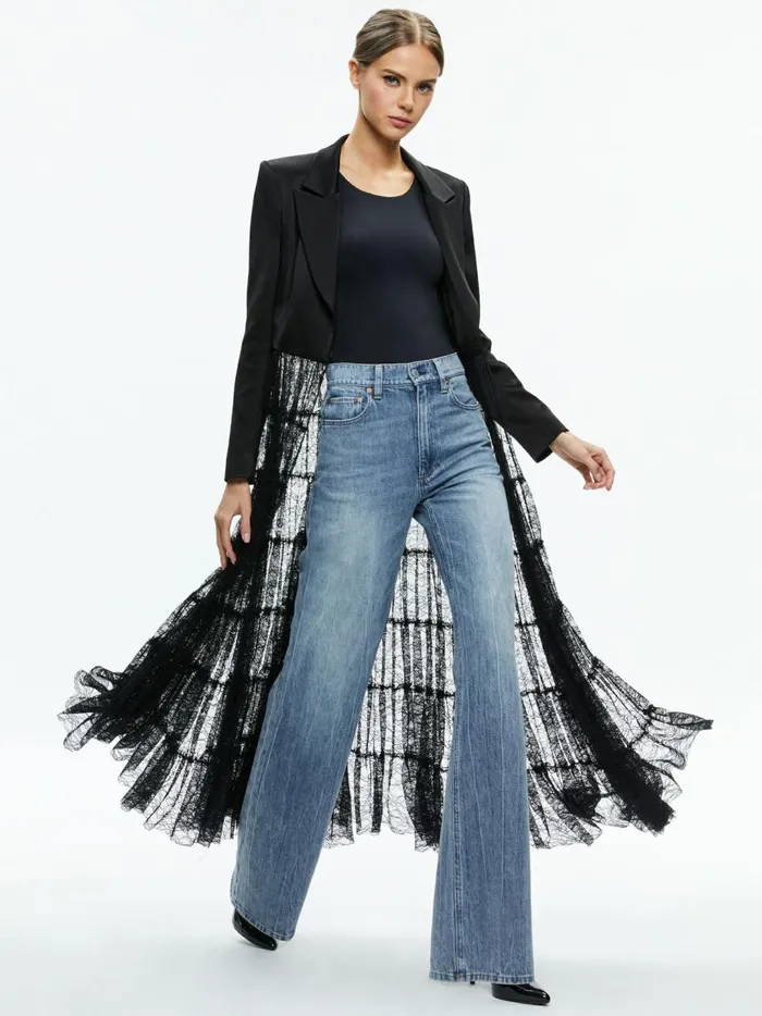 Womens Jackets Coats Alice Olivia Everly Drama Lace Maxi Blazer Black