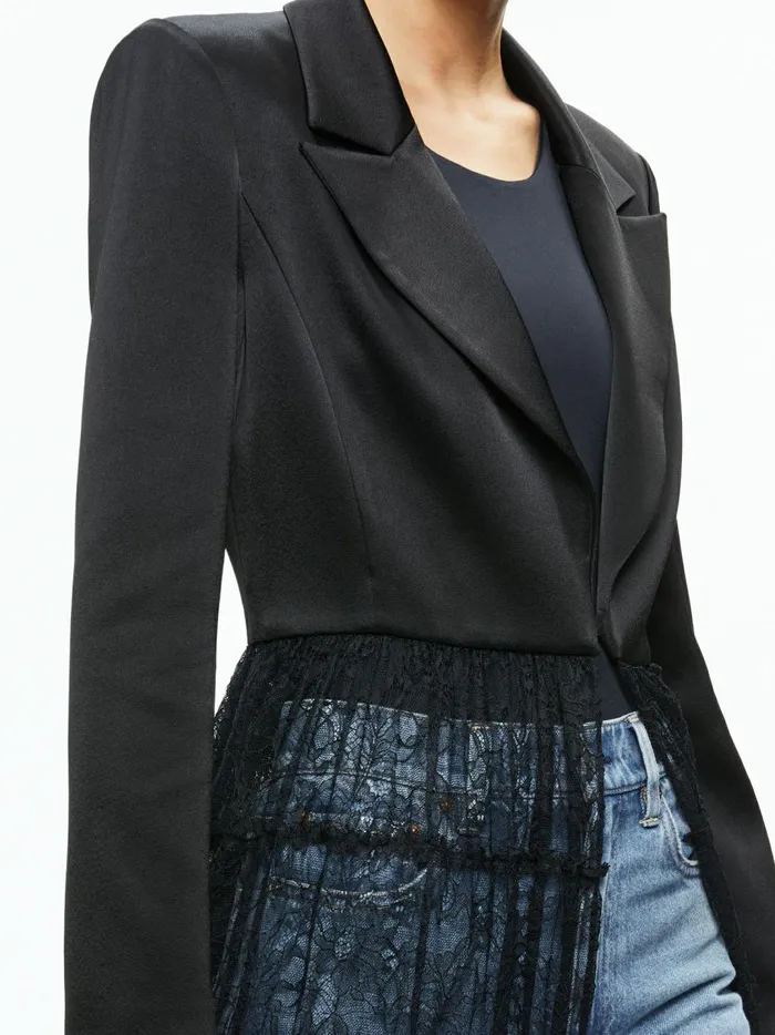 Womens Jackets Coats Alice Olivia Everly Drama Lace Maxi Blazer Black