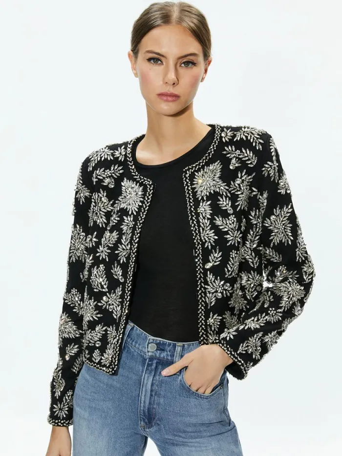 Womens Jackets Coats Alice Olivia Kidman Embellished Jacket Black