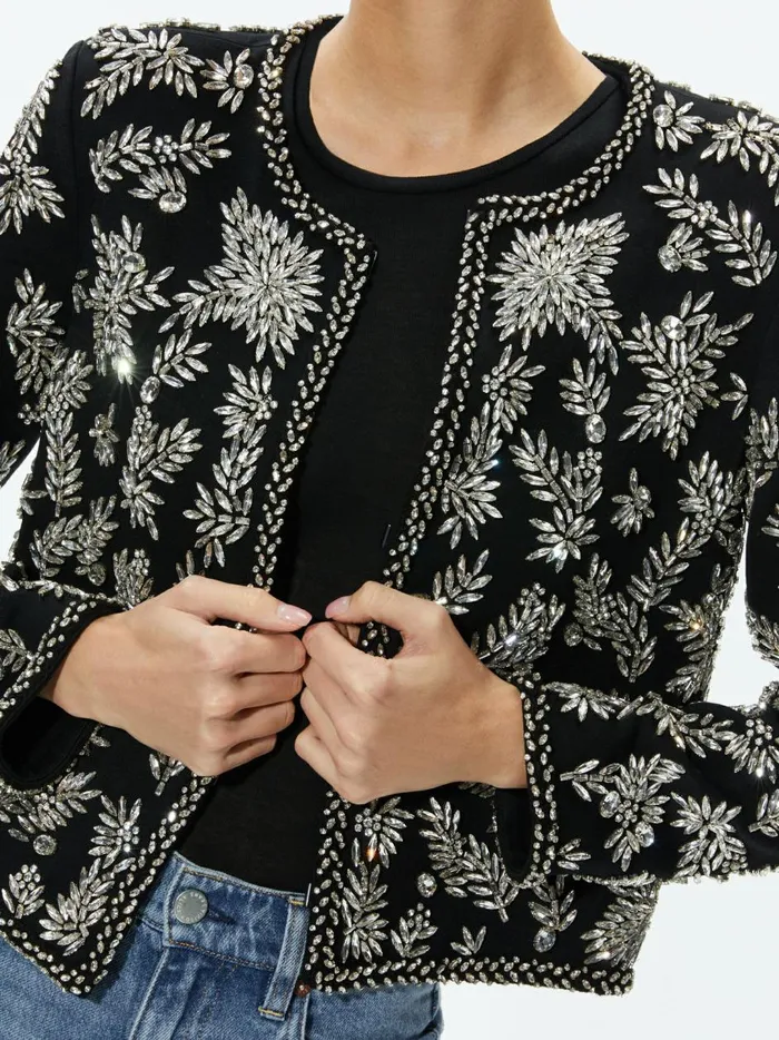 Womens Jackets Coats Alice Olivia Kidman Embellished Jacket Black