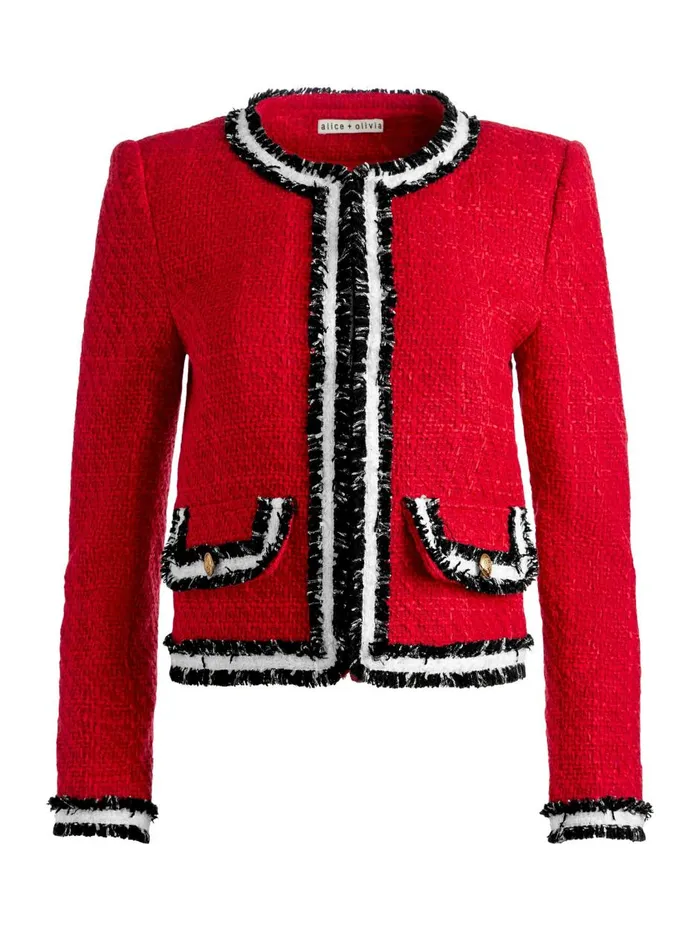 Womens Jackets Coats Alice Olivia Landon Tweed Cropped Jacket Perfect Rubyblackwhite Womens Jackets Coats Alice Olivia Landon Tweed Cropped Jacket Perfect Rubyblackwhite