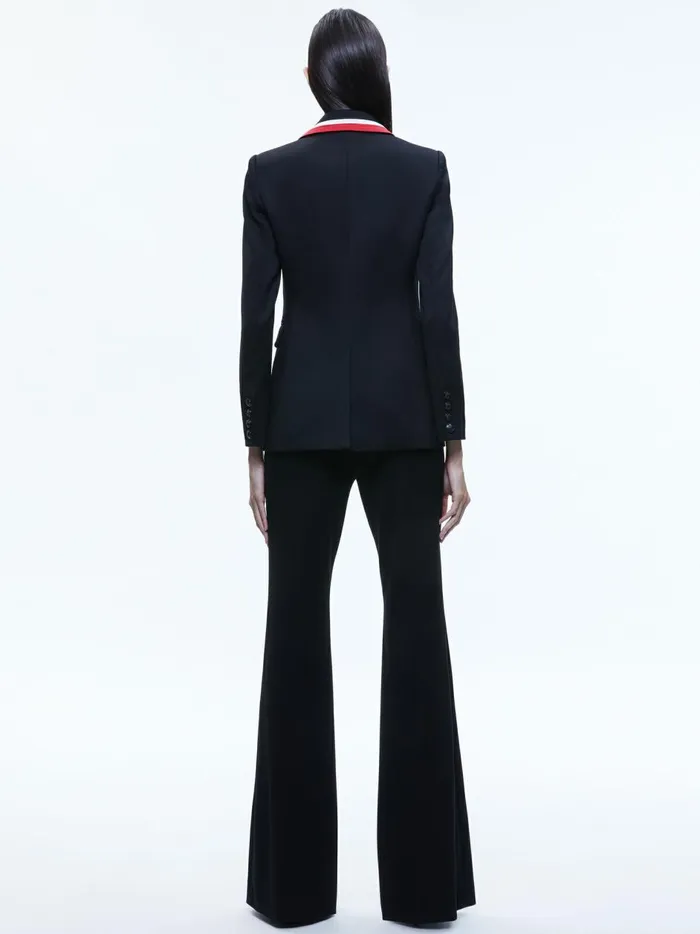 Womens Jackets Coats Alice Olivia Macey Blazer With Contrast Stripe Blackperfect Ruby