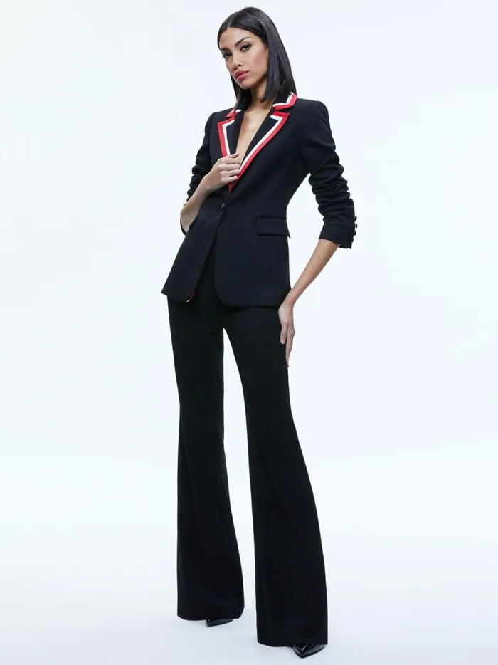 Womens Jackets Coats Alice Olivia Macey Blazer With Contrast Stripe Blackperfect Ruby